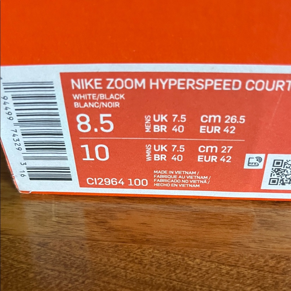 Nike Zoom Hyperspeed Court Shoes - White and Black